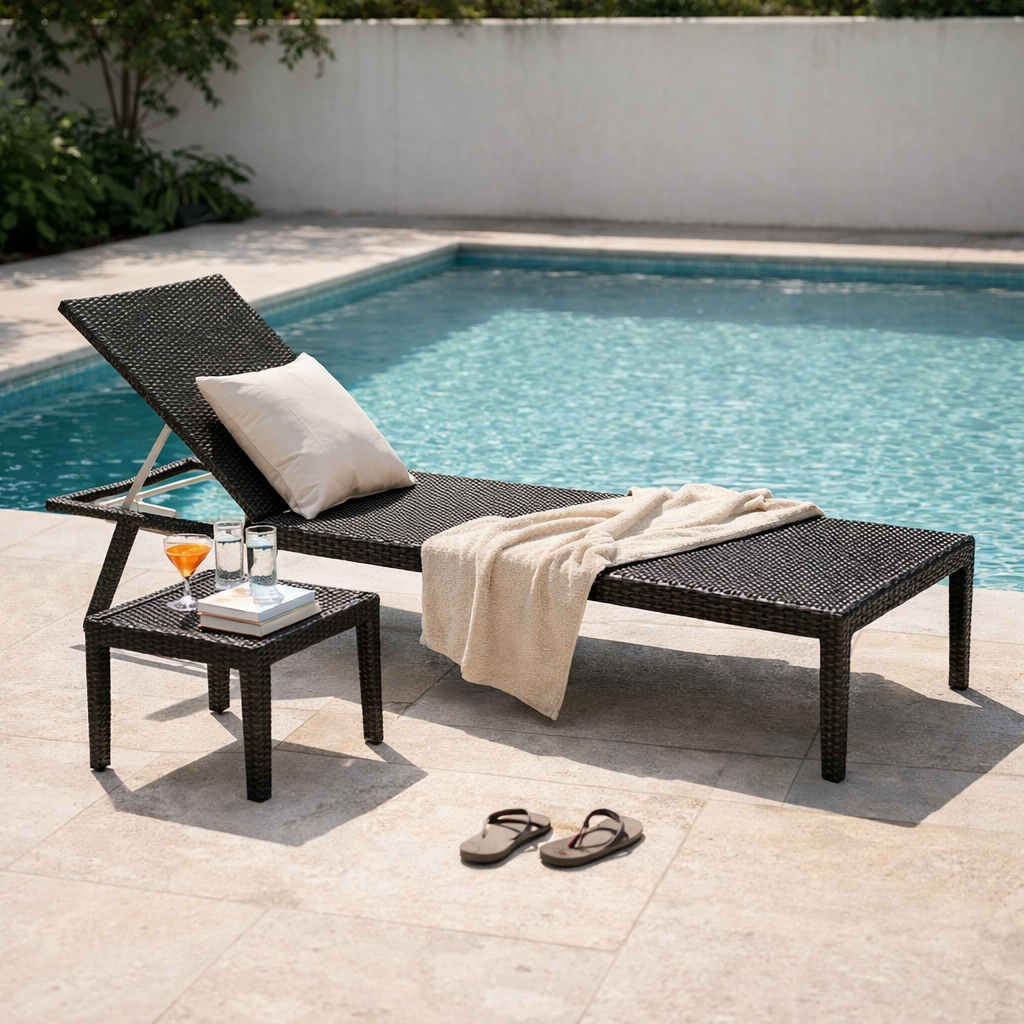 SUNLOUNGER WITHOUT ARMS WITH CUSHION (AHO/008/010)