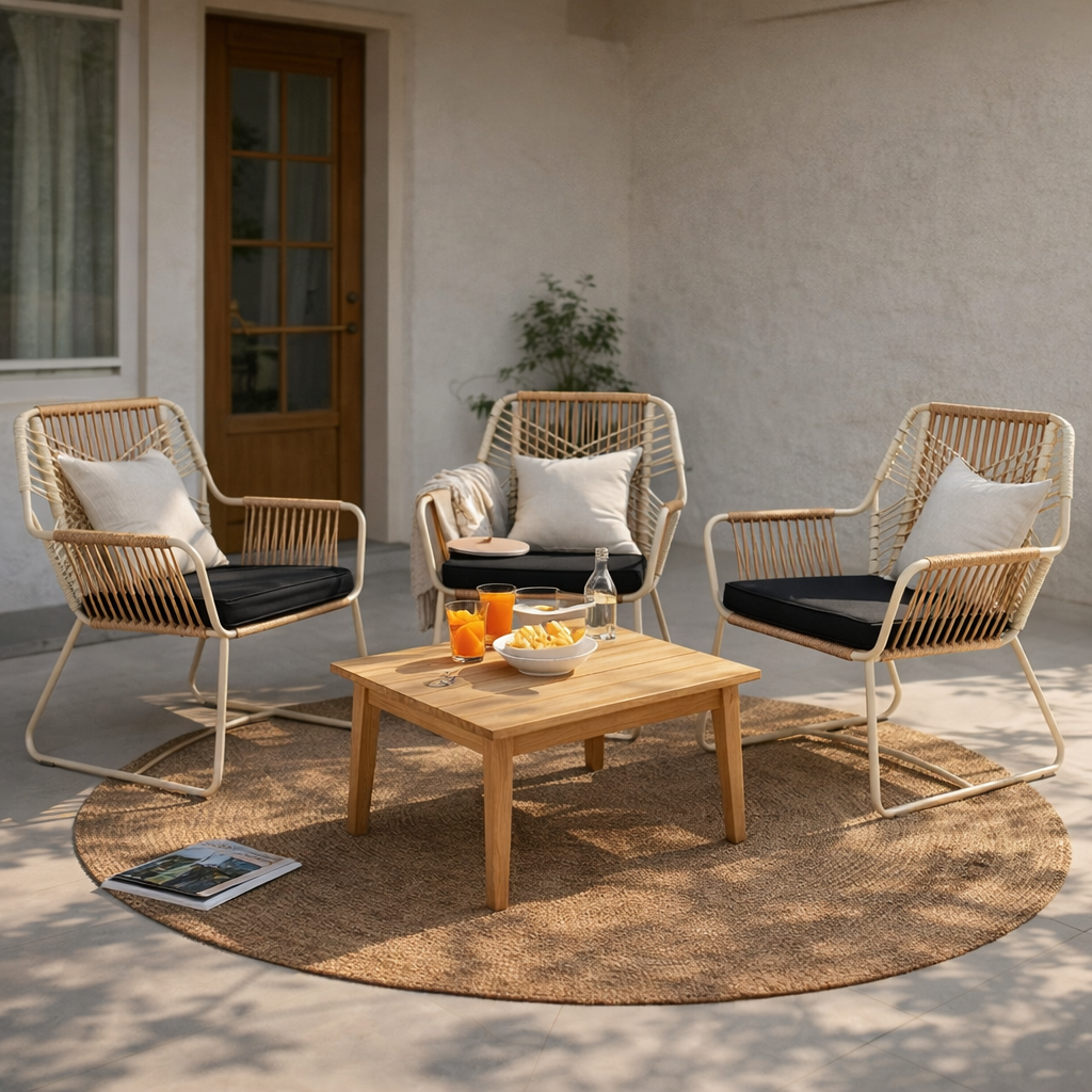 OUTDOOR DINING ARM CHAIR WITH CUSHION (AHO/076/001)