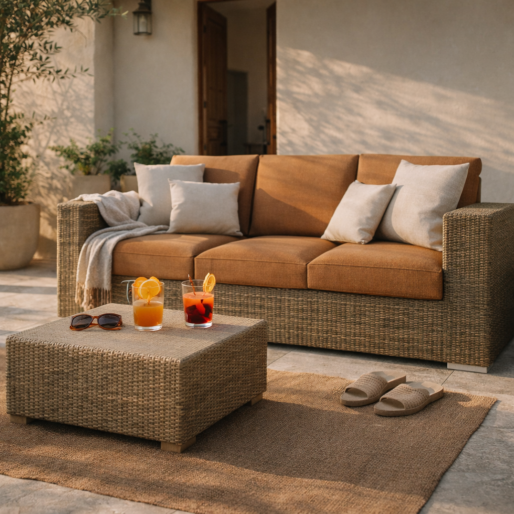 THREE SEATER SOFA WITH CUSHION (AHO/022/009)