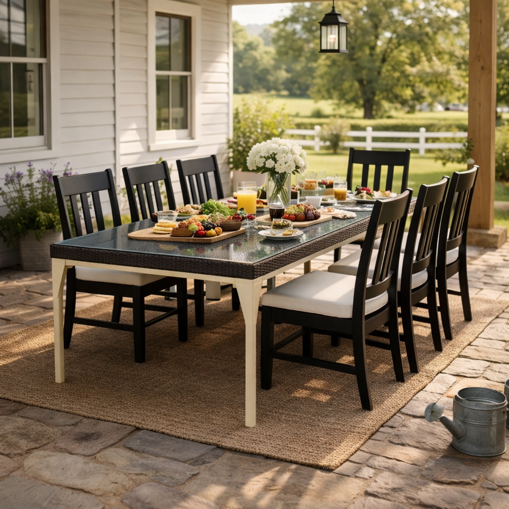 DINING TABLE WITH GLASS TOP (AHO/060/003)