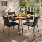 DINING TABLE WITH TEAK WOOD TOP (AHO/045/009)