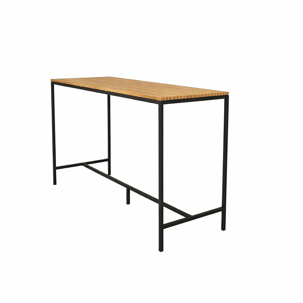HIGH BAR TABLE WITH TEAK WOOD TOP (AHO/045/014)