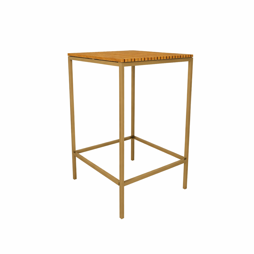 HIGH TABLE WITH TEAK WOOD TOP (AHO/045/015)