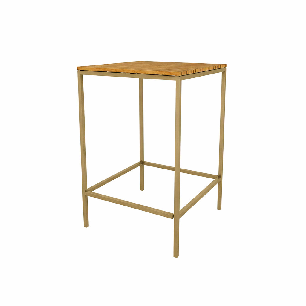 HIGH TABLE WITH TEAK WOOD TOP (AHO/045/015)
