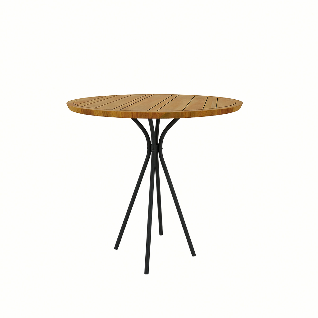 ROUND BISTRO TABLE 80 CM. WITH TEAK WOOD TOP (AHO/042/006)