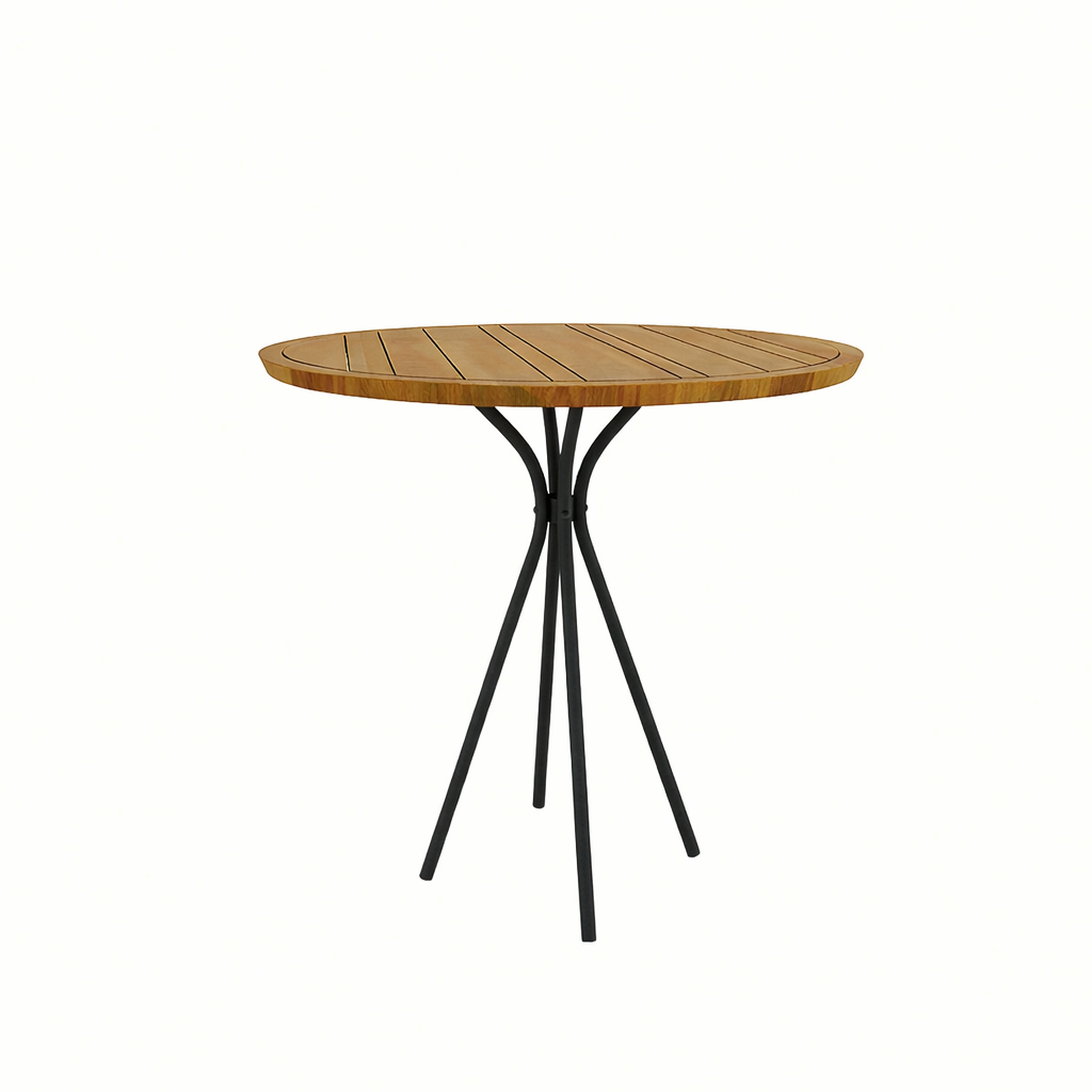 ROUND BISTRO TABLE 80 CM. WITH TEAK WOOD TOP (AHO/042/006)
