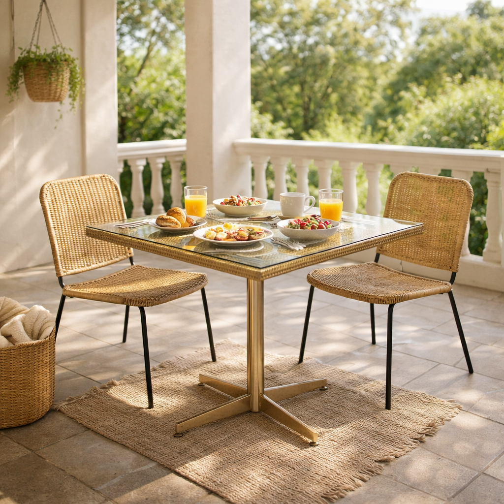 DINING TABLE WITH GLASS TOP (AHOD/202/002)