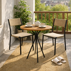 ROUND BISTRO TABLE 80 CM. WITH TEAK WOOD TOP (AHO/042/006)