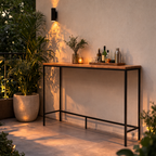 HIGH BAR TABLE WITH TEAK WOOD TOP (AHO/045/014)