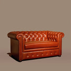 Brand New Tan Leather Chesterfield Two-Seater Sofa