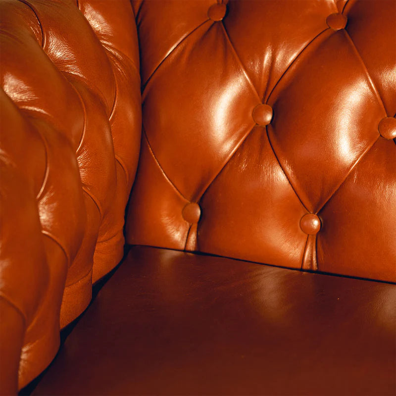 Brand New Tan Leather Chesterfield Two-Seater Sofa