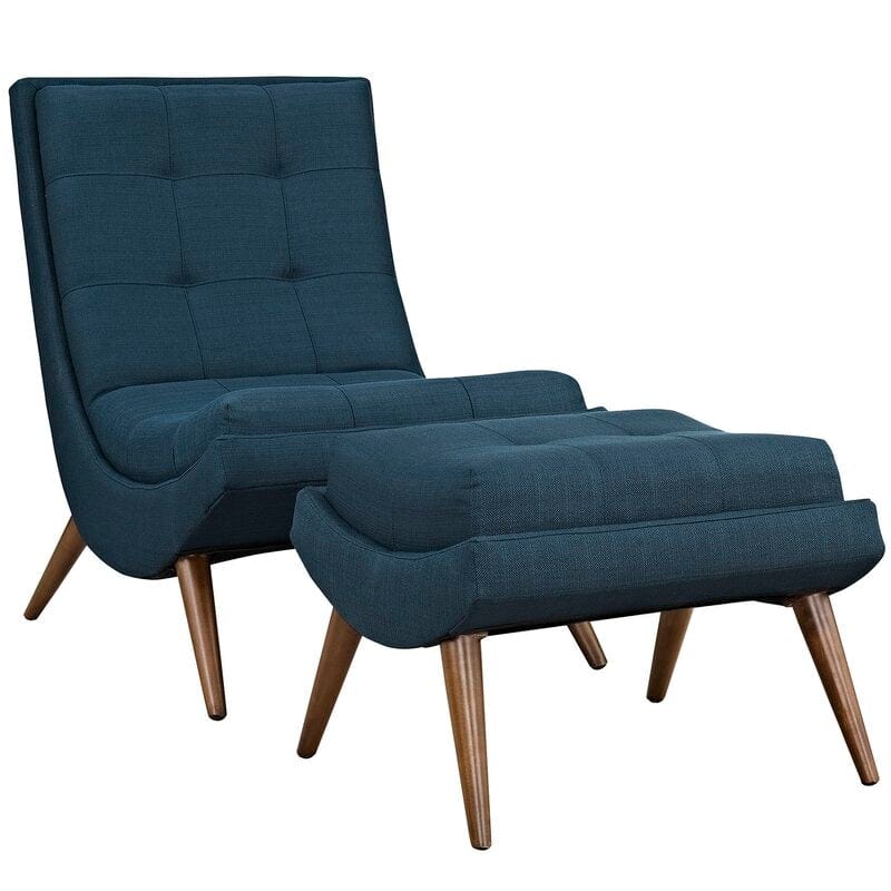Luxe Tufted Lounge Chair with Ottoman