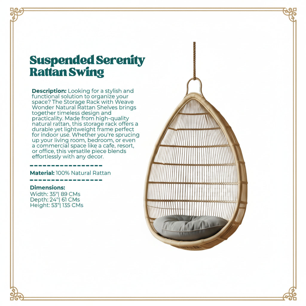 Swing Chair | Suspended Serenity Rattan Cocoon for Indoor & Outdoor