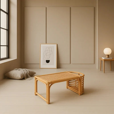 Bed Study Table with Blissful Rattan Design