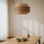 Double Layer Bamboo Hanging Lamp - Tiered Drum Pendant