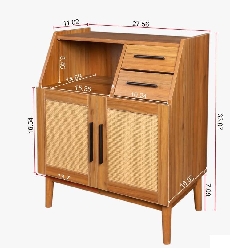 Sheesham Wood Farmhouse Wicker Sideboard