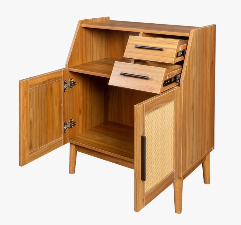 Sheesham Wood Farmhouse Wicker Sideboard