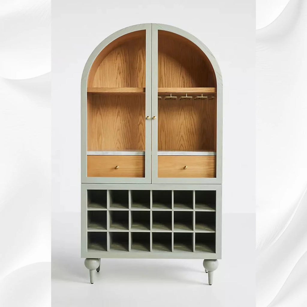 Stylish Sage Victorian Storage Bar Cabinet