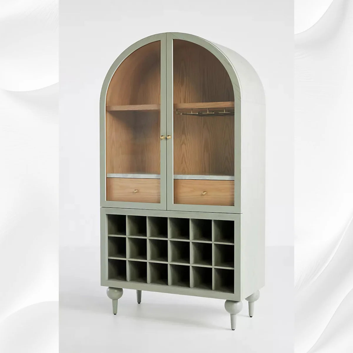 Stylish Sage Victorian Storage Bar Cabinet