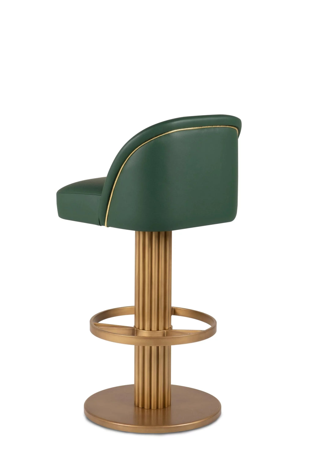 Art Deco Flute Bar Stool (Emerald Leather)