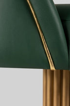 Art Deco Flute Bar Stool (Emerald Leather)