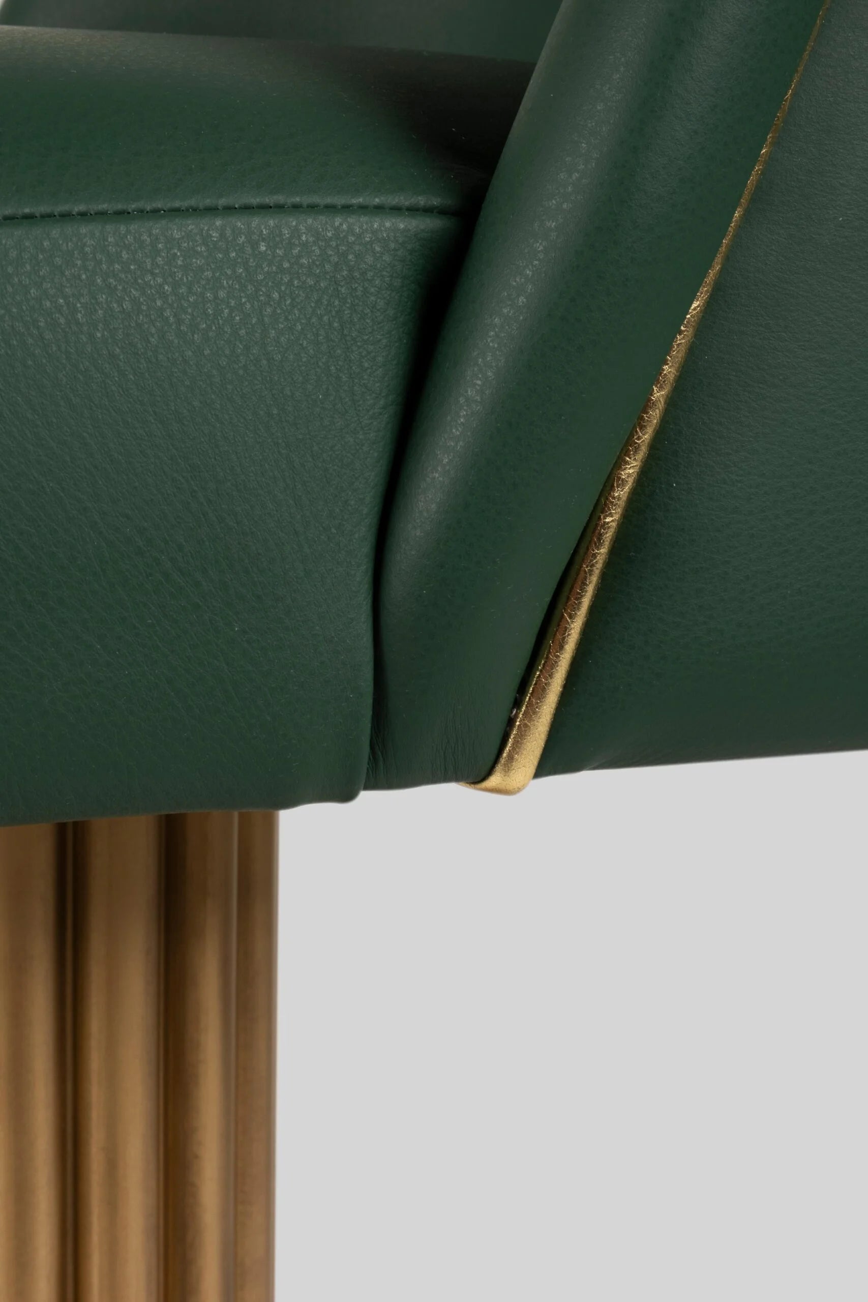 Art Deco Flute Bar Stool (Emerald Leather)