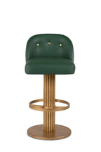 Art Deco Flute Bar Stool (Emerald Leather)