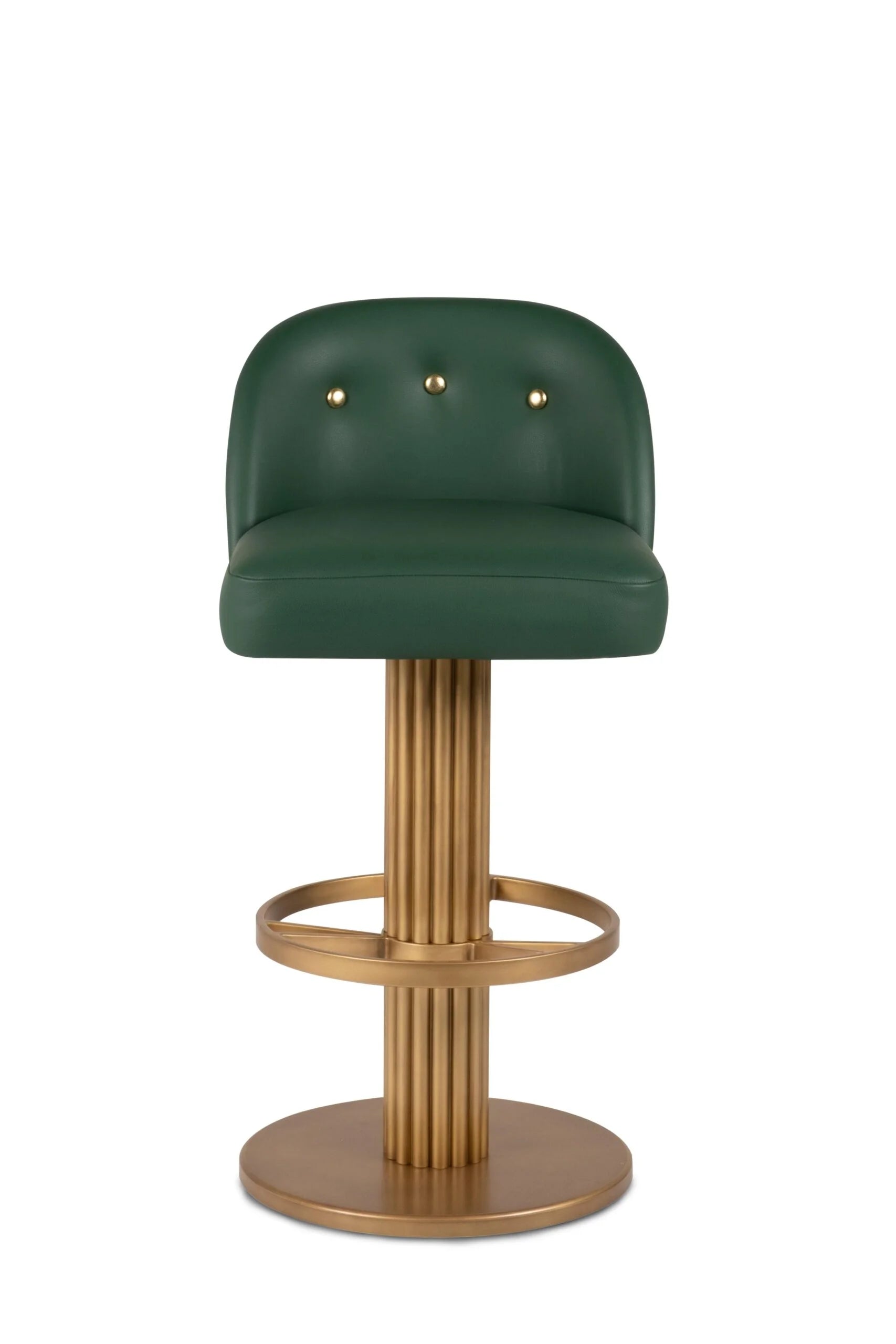 Art Deco Flute Bar Stool (Emerald Leather)