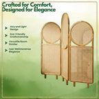 Room Partition Circle Screen Rattan Divider with Folding Panels