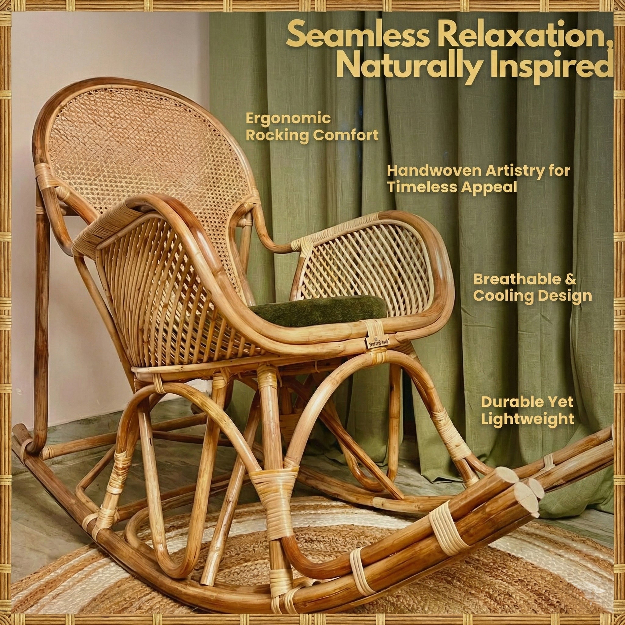 Rattan Rocking Chair | Dreamweave Handwoven Design for Indoors & Outdoors