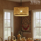 Minimal Nest Bamboo Hanging Lamp - Diamond Lattice Drum