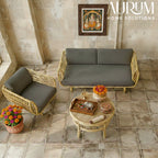 Cane Sofa Set with Curved Rattan Design for Indoor & Outdoor