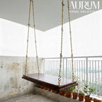 Carved Edge Teakwood Plank Swing