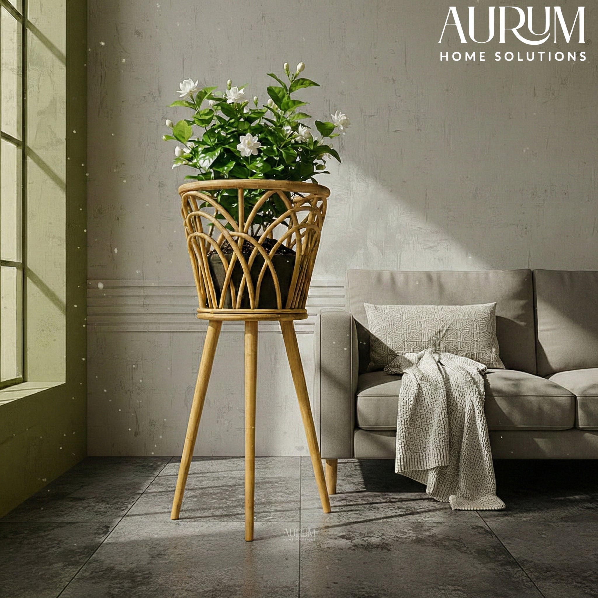 tripod pot plant stand Rattan Plant Stand Trio with Tripod Legs for Decor – Aurum Home Solutions