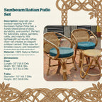 Outdoor Seating for Balcon | Sunbeam Handwoven Outdoor Seating for Balcony & Garden- Rattan Patio Set |