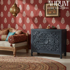 Premium Handcarved 3-Drawer Indigo Chest of Drawer
