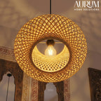 Oval Cage Bamboo Hanging Lamp - Open Lattice Cane