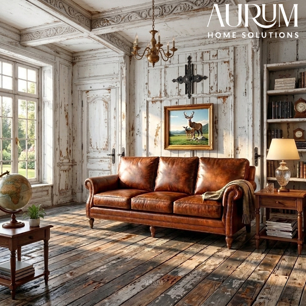 Georgia Vintage Brown Leather Sofa