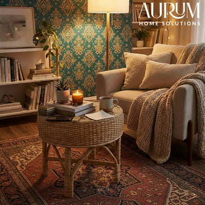 Coffee Table with Handwoven Rattan Top - Weavewood Edition