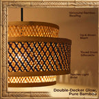 Double Layer Bamboo Hanging Lamp - Tiered Drum Pendant