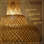 Sereni Glow Bamboo Hanging Lamp – Three-Tier Pagoda Pendant
