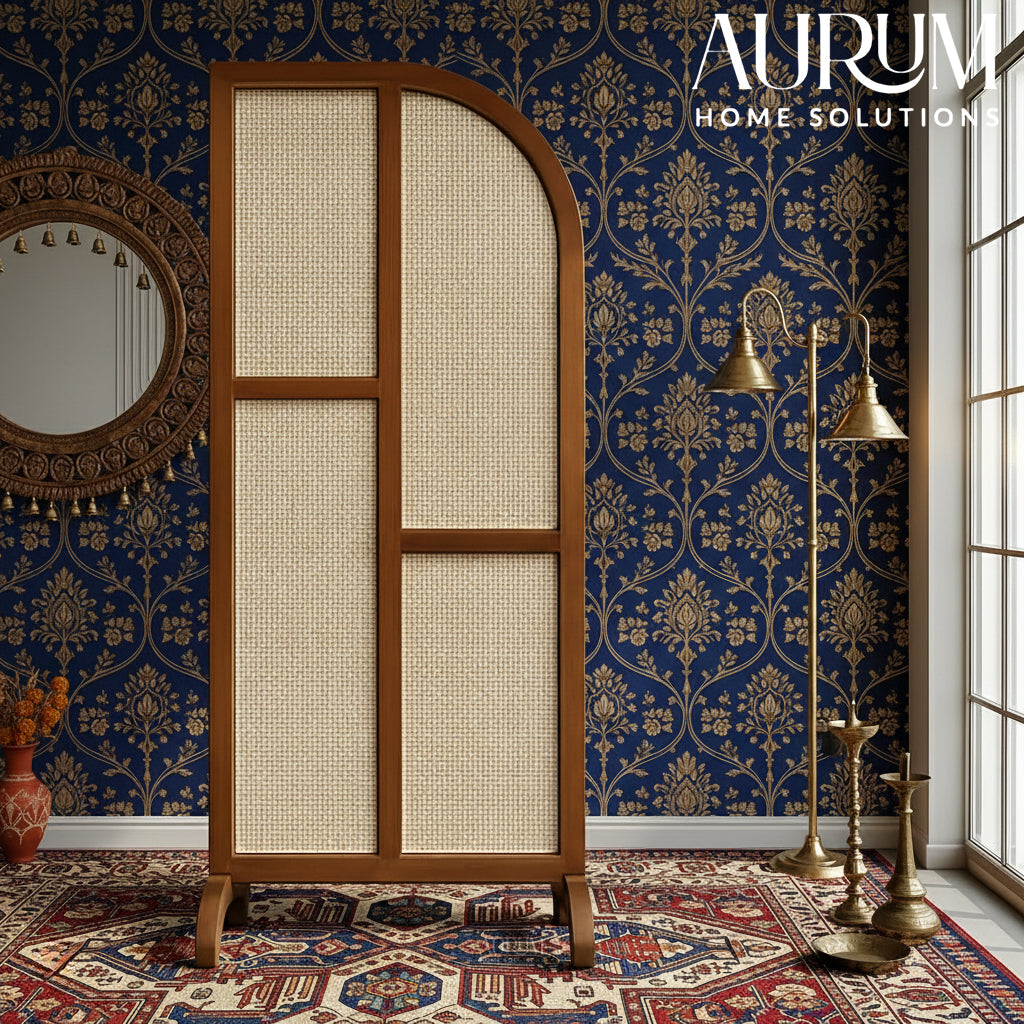 Rattan Room Divider Veil with Natural Cane Panels (Per Panel)