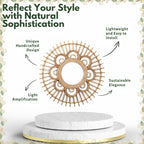 Wall Mirror with Rattan Sunburst Design for Homes