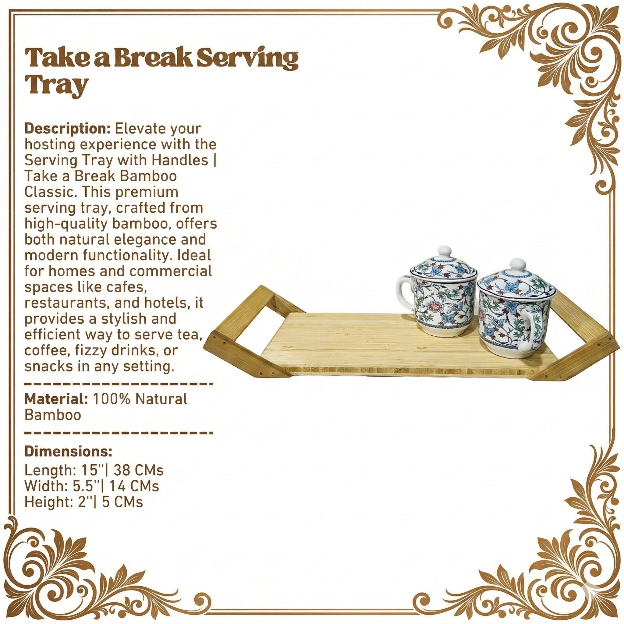 Serving Tray with Handles | Take a Break Bamboo Classic