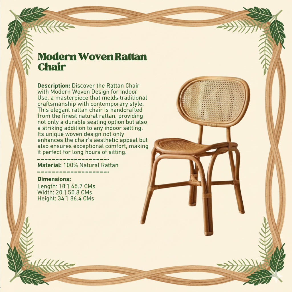 Rattan Chair with Modern Woven Design for Indoor Use