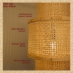 Artisan Aura Bamboo Hanging Lamp - Stacked Lantern Cane Drum