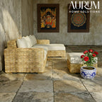 Cane Sofa Set with L Shaped Rattan Design for Indoors