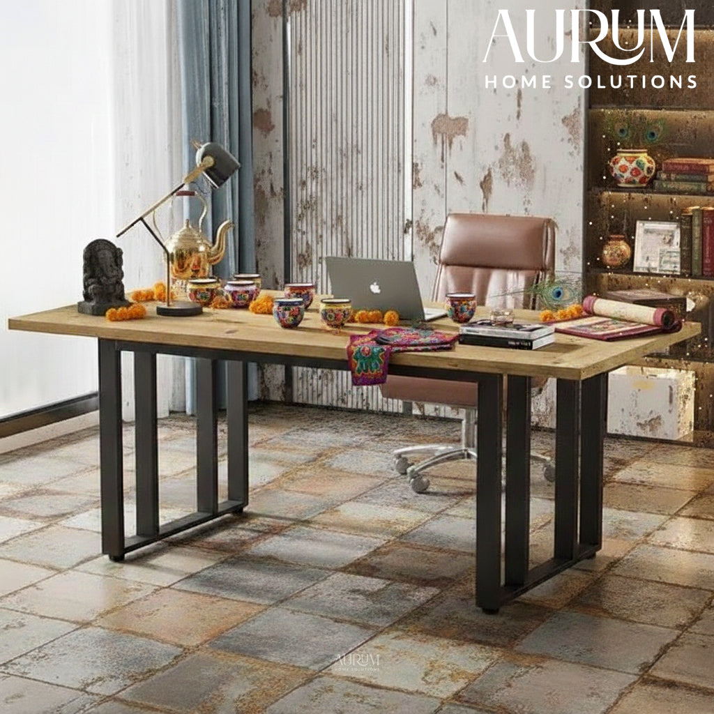 55-Inch Sheesham Wood Executive Desk for Home Office