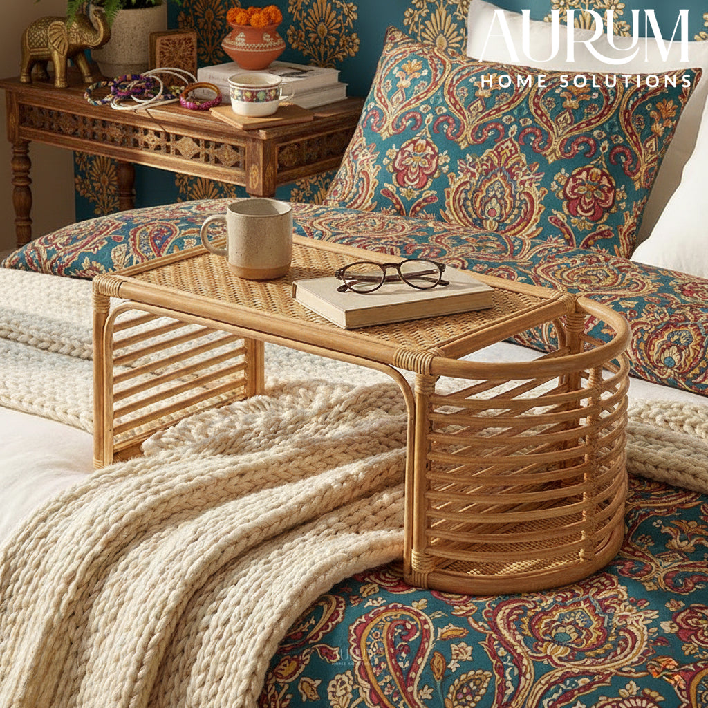 Bed Study Table with Blissful Rattan Design