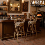 Rattan Bar Chair with Zephyr Weave Cushioned Seat